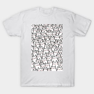 Cat Party - White Black Pink T-Shirt